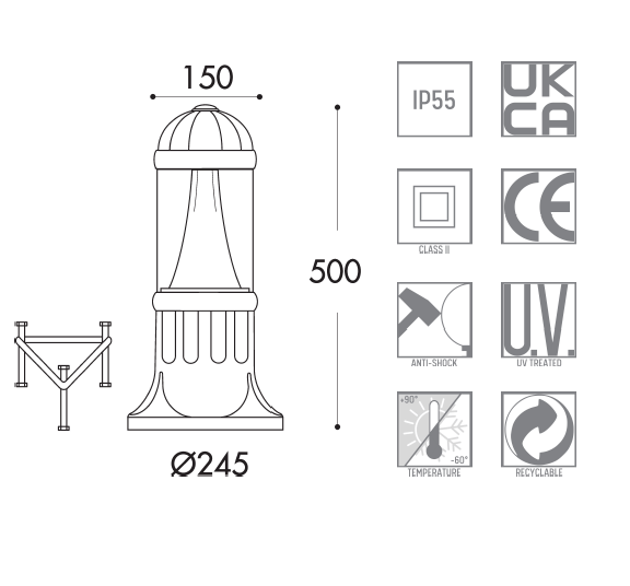 Fumagalli Sauro 500 10W LED Pedestal Bollard Light