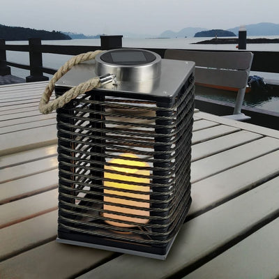 Santana Outdoor Solar Lamp with Flame Effect