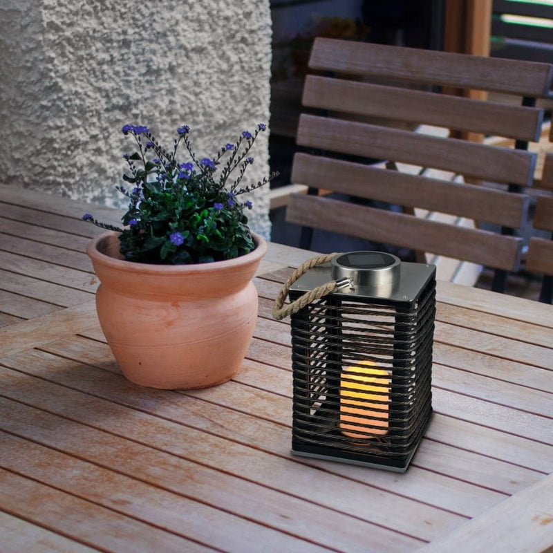 Santana Outdoor Solar Lamp with Flame Effect