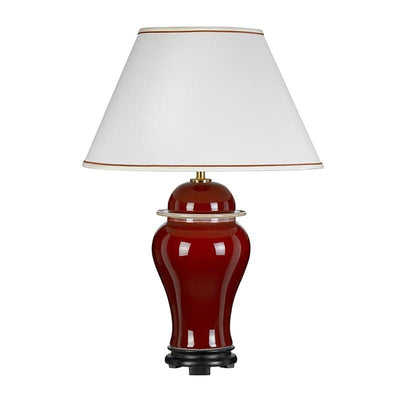 Designer's Lightbox Oxblood Temple Jar 1 Light Table Lamp With Tall Empire Shade - DL-OXBLOOD-TJ-TL