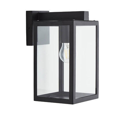 Hestia Glass Panel Box Lantern ZN-38205-BLK