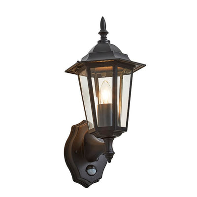 Libourne Outdoor Traditional Wall Lantern With PIR ZN-38606-BLK