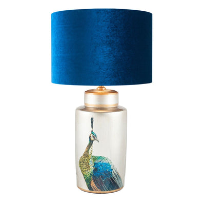 Pacific Lifestyle Avas Peacock Tall Silver Ceramic Table Lamp - PL-30-675-BO