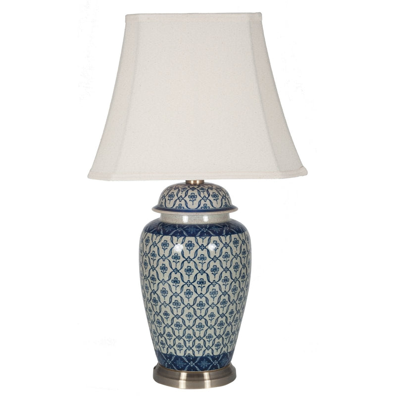 Pacific Lifestyle Chika Blue and White Ceramic Ginger Jar Table Lamp - PL-30-279-K