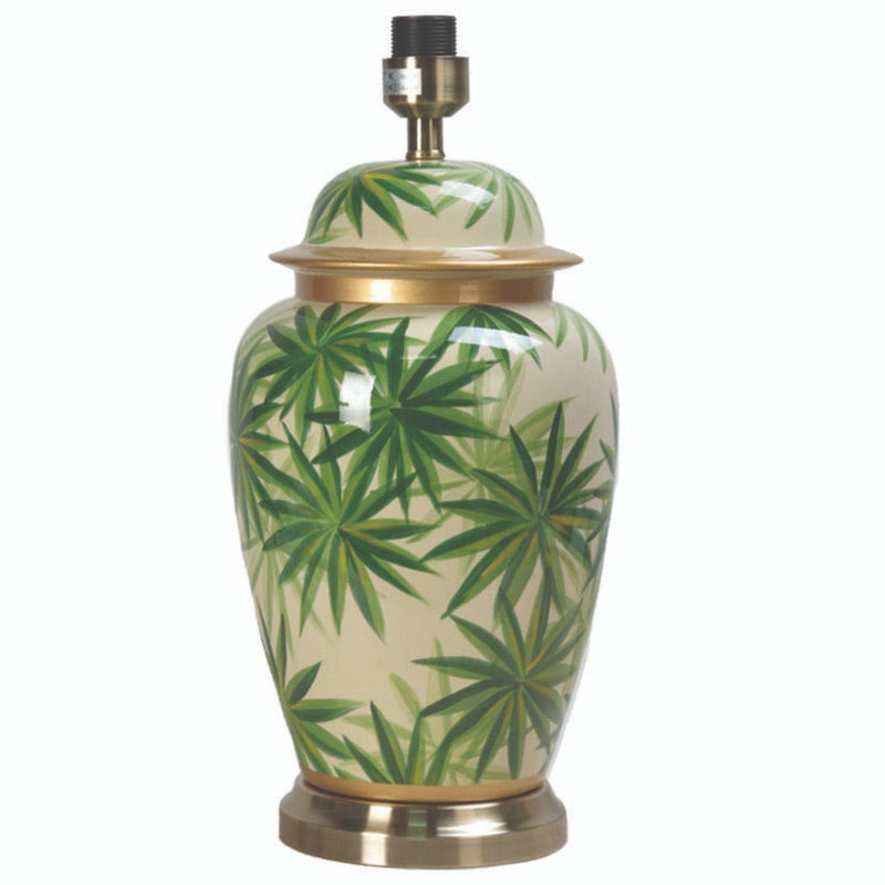 Pacific Lifestyle Curacao Palm Leaf Design Ceramic Urn Table Lamp - PL-30-566-BO