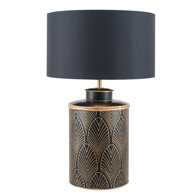 Pacific Lifestyle Deco Black Geo Art Hand Painted Table Lamp - PL-30-655-BO