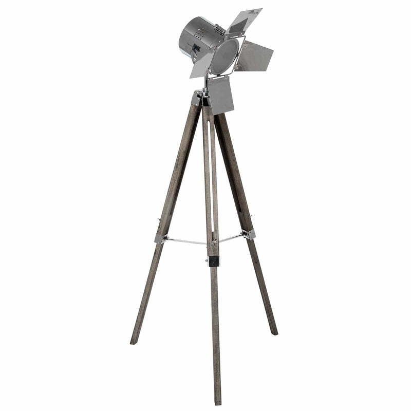 Pacific Lifestyle Hereford Silver Grey Wash Wood and Metal Film Tripod Floor Lamp - PL-32-012-C