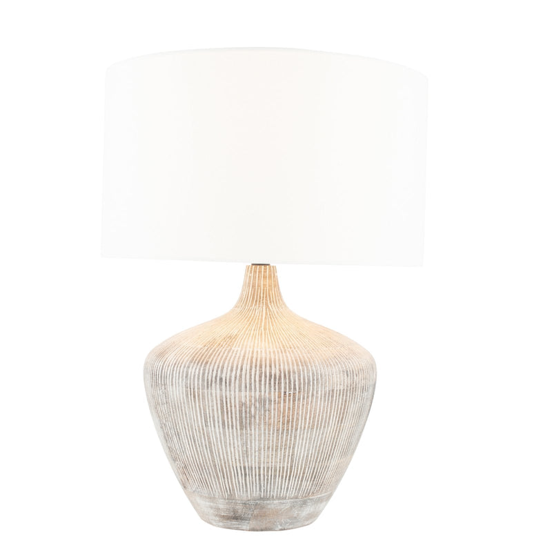 Pacific Lifestyle Manaia White Wash Textured Wood Table Lamp - PL-30-667-BO