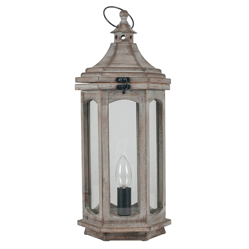 Pacific Lifestyle Adaline Grey Antique Wood Lantern Table Lamp - PL-30-548-C