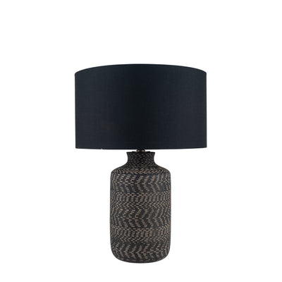 Pacific Lifestyle Atouk Textured Black Stoneware Table Lamp - PL-30-746-BO