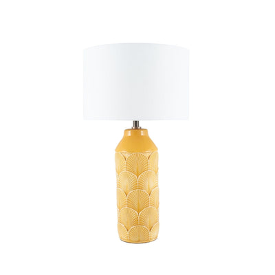 Pacific Lifestyle Bethan Mustard Embossed Ceramic Table Lamp - PL-30-723-C