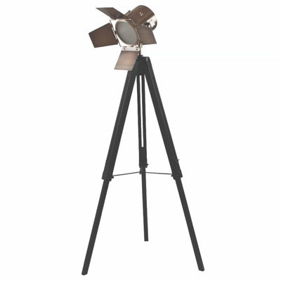 Pacific Lifestyle Hereford Antique Brass Black Wood and Metal Tripod Floor Lamp - PL-32-050-C