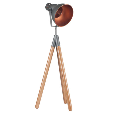 Pacific Lifestyle Larkin Grey Metal and Natural Wood Tripod Film Table Lamp - PL-30-542-C