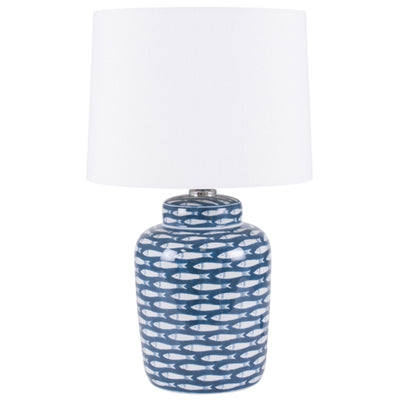 Pacific Lifestyle Schoal Blue and White Fish Detail Ceramic Table Lamp - PL-30-434-K